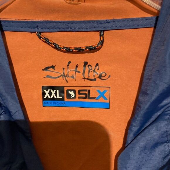 Salt Life Women's Blue Orange Trade Windbreaker Hooded Jacket Size 2XL - Picture 10 of 10